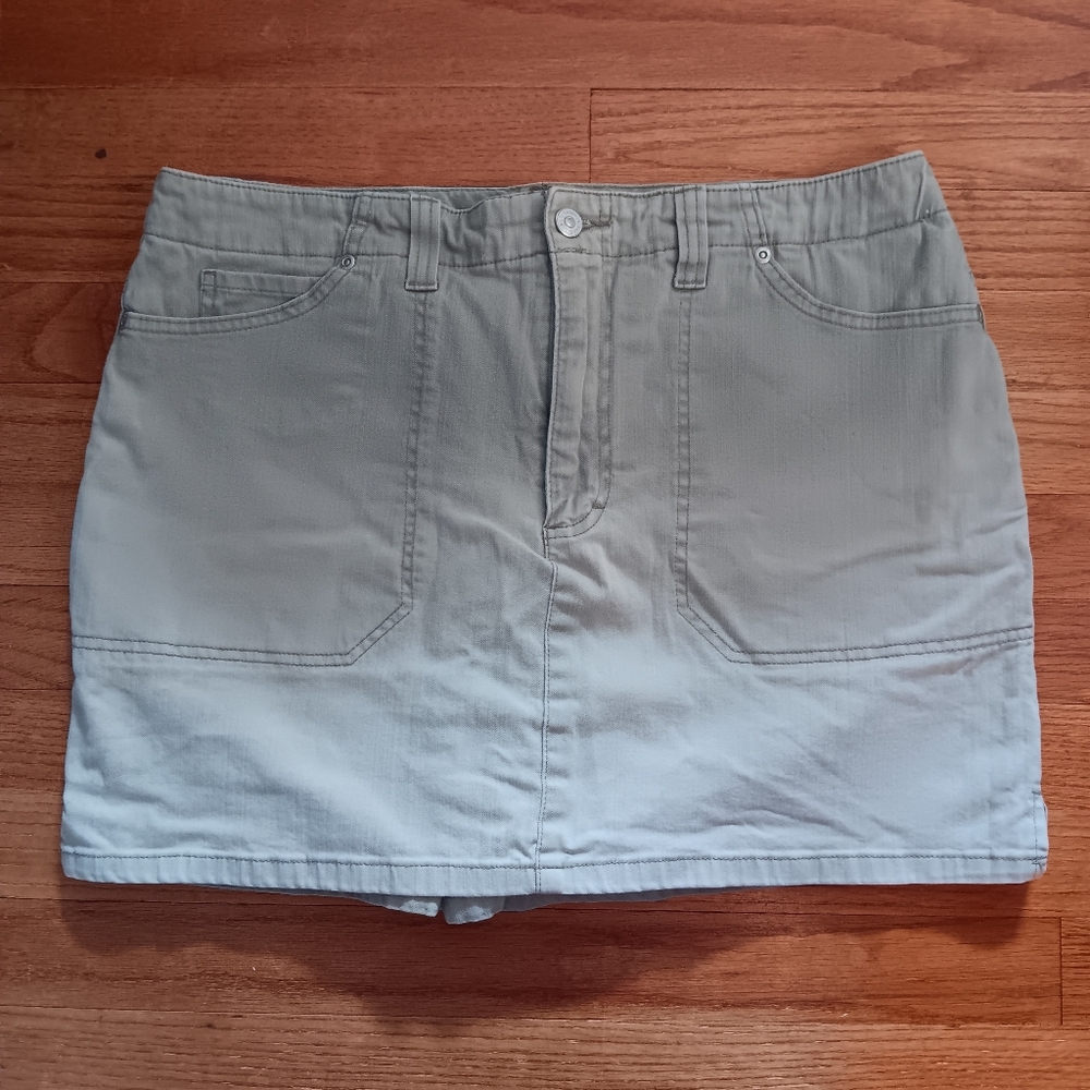 Gloria Vanderbilt Vintage Beige Denim Mini Skirt Skort 14